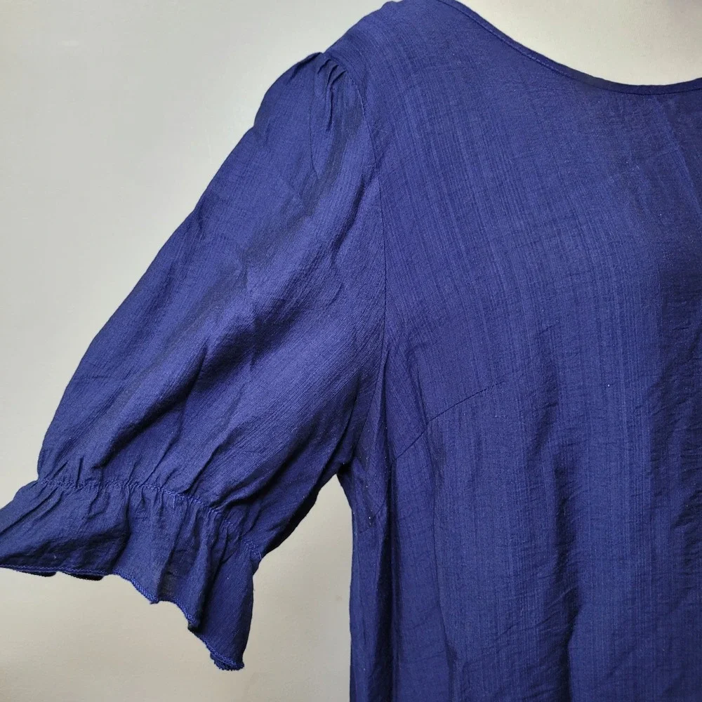 Unbranded‎ Basic Blue Shift Dress Womens XL Ruffle Hem Short Sleeve Casual